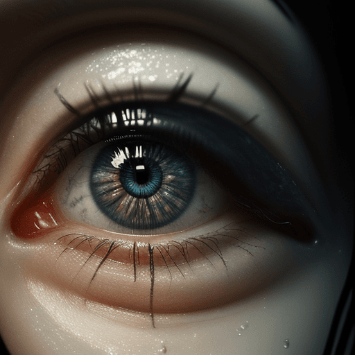 AI generated: an eye caught in a water drop, in the style of cryengine, pegi nicol macleod, realistic genre scenes...