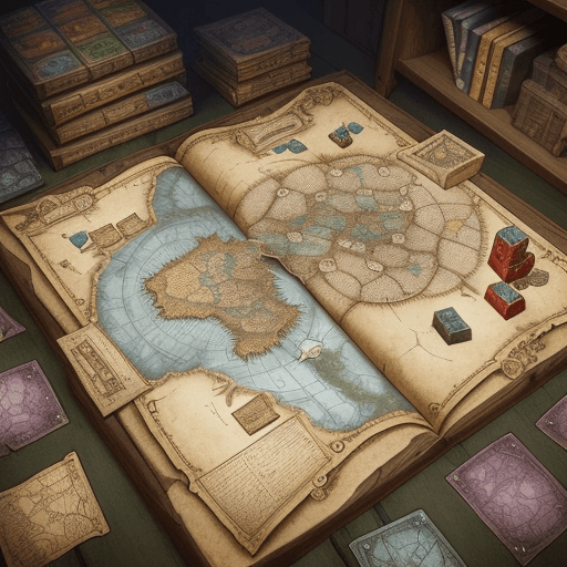 AI generated: map, dungeon, board game, magic, fantasy