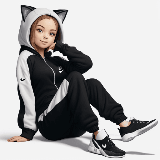 AI generated: photo of cute adorable happy anthropomorphic kitten wearing jogging suit and Nike Jordan Why Not.6 w...