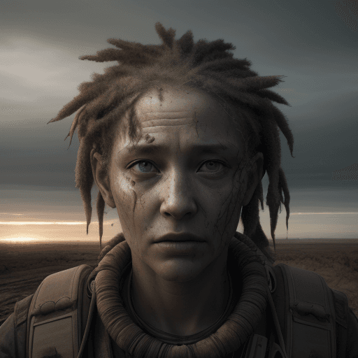 AI generated: A realistic photo of survival, human, Future, Outlook, dread , after apocalypse, photorealistic, ult...