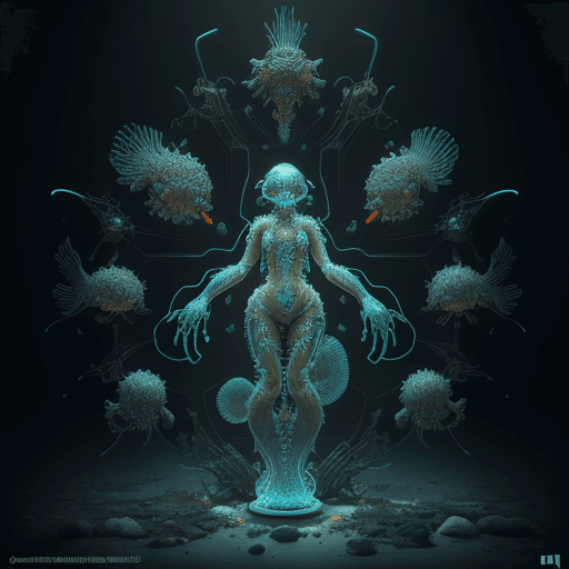 AI generated: probiotics, bioluminiscent creatures, intricate artwork . octane render, trending on artstation,t sy...