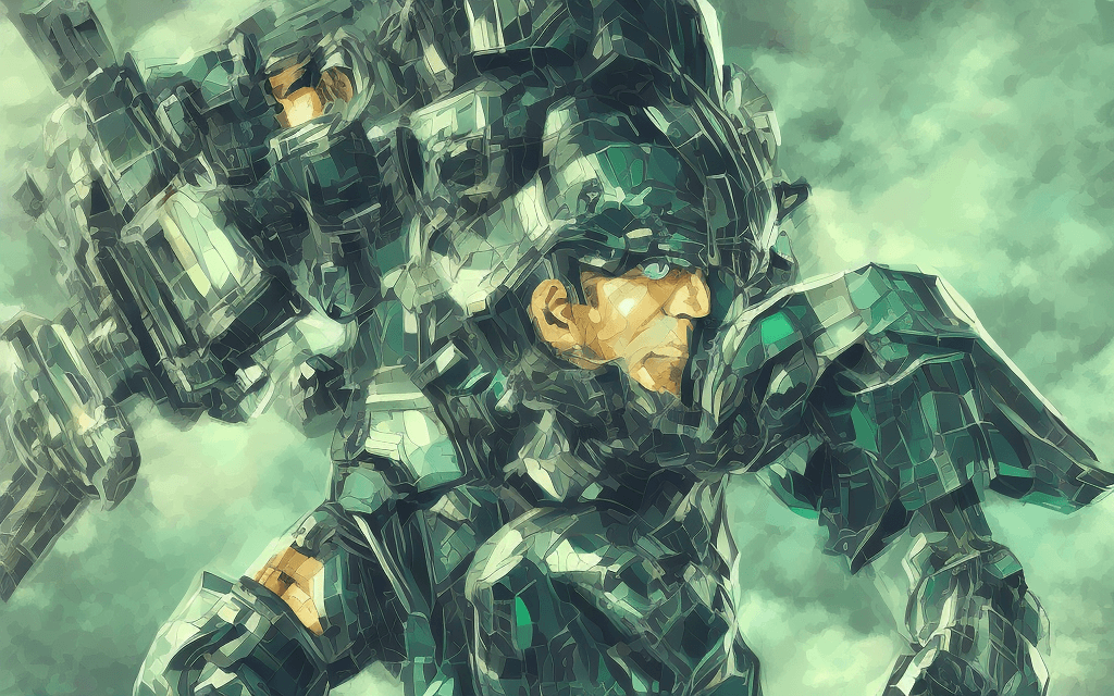 AI generated: brutal man warrior falling down,google material style ,from android app, looking sky, futuristic, me...