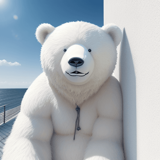 AI generated: High resolution photography a vey Huge white bear, white fur,hidding on wall, anthromorphic, good mo...