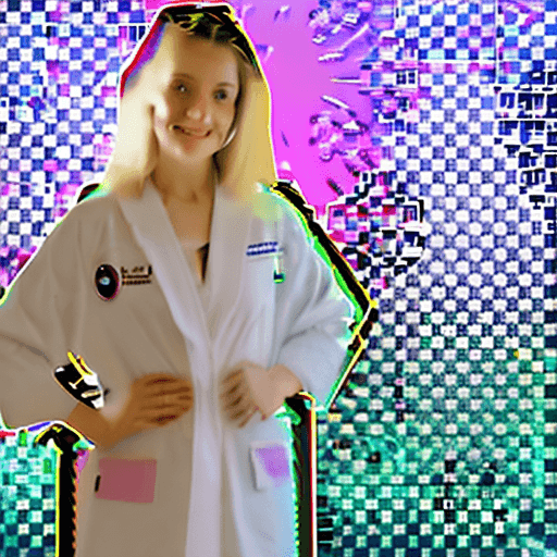 AI generated: The girl is a doctor in a high-quality photo. She stands tall, slightly turned, radiating an aura of...