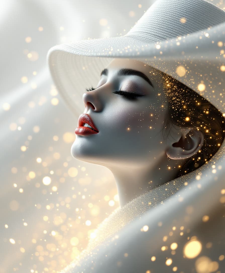 AI generated: white colors, magic lighting, A smooth white wall similar to a sheet of paper, only the silhouette a...