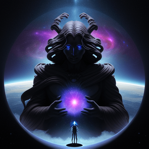 AI generated: In the vast emptiness of the interstellar void, two omnipotent deities from separate dimensions coll...