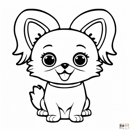 AI generated: coloring page, cute dog kawaii, cartoon style, no background