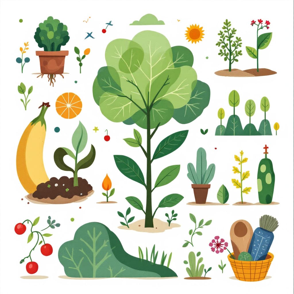 AI generated: imagen con elementos relacionados a la agricultura ecologia y autosostenible presentada en formato a...