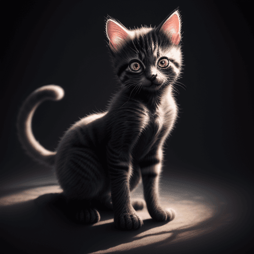 AI generated: Fantastic creature of a kitten, beautiful full body, surreal fantasy art, beauty, shadows, very deta...
