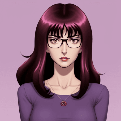 AI generated: Daria Morgendorffer the main character of the animated series Daria, serious expression, very excite...