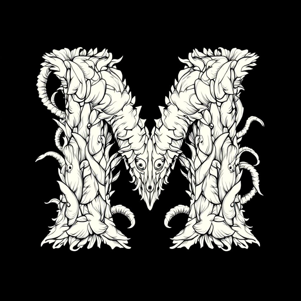 AI generated: Letter “M” in the style of calamari

