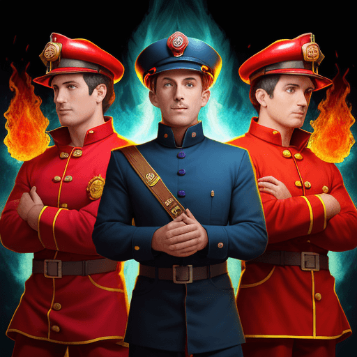 AI generated: fireman, mage, fireman uniform, magic, fire