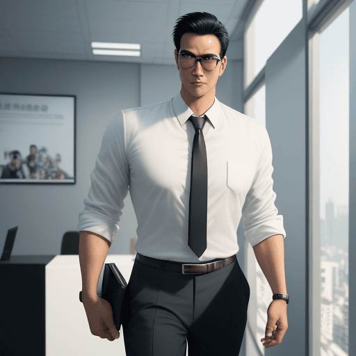 AI generated:  tall and strong , handsome face feature, with masculine face feature, friendly looking, with cool g...