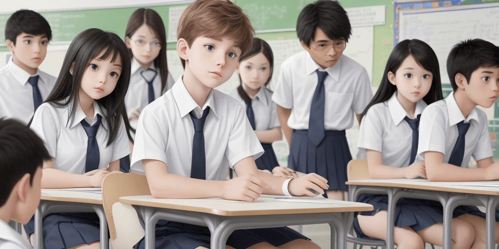 AI generated: Create a banner , should have a STEM, AI, Robot, and smart classroom theme. a boy and a girl, wear s...