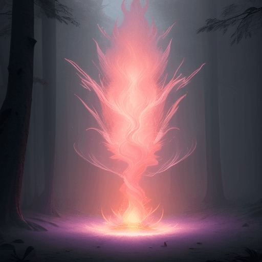 AI generated: Big lotus in light pink fire, lightning, light effect, CG, blizzard style art trends, luminous fog l...
