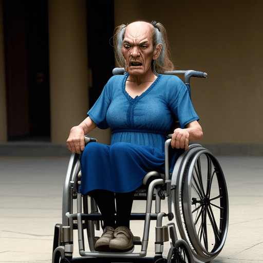 AI generated: woman, mean face, wheelchair, bell, hector salamanca