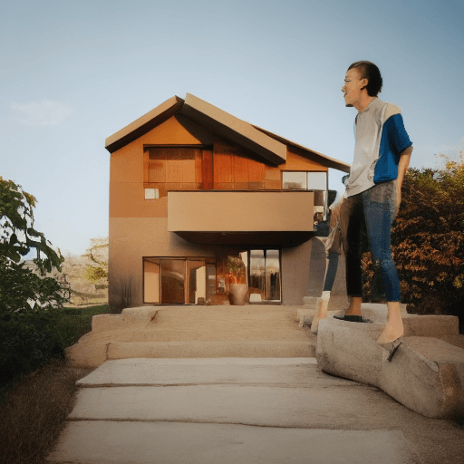 AI generated: house with person in front