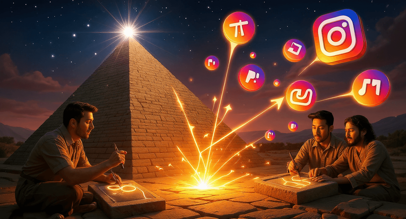 AI generated: Close-up of pyramid apex aligning perfectly with the North Star. Ancient mathematicians drawing Gold...