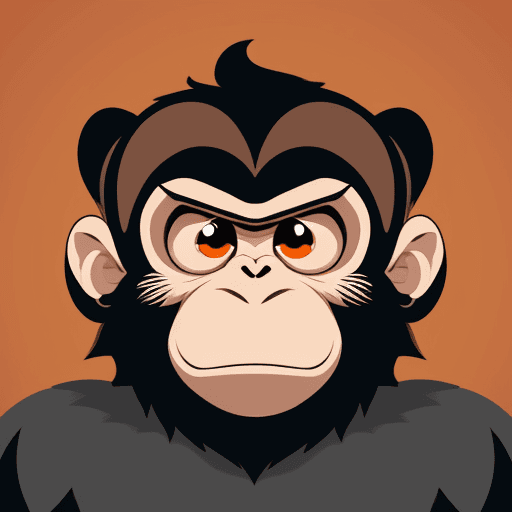 AI generated: vector illustration, cute monkey, angry, watching at camera, cartoon, 4k