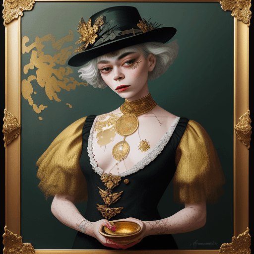 AI generated: By Pyotr Konchalovsky :: acrylic illustration and 24 karat gold leaf over photograph In the style of...