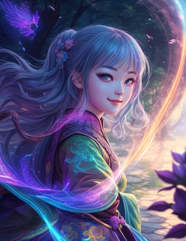 AI generated: ultra detailed illustration of a beautyful girl kungfu , looking happy, very detailed face, detailed...