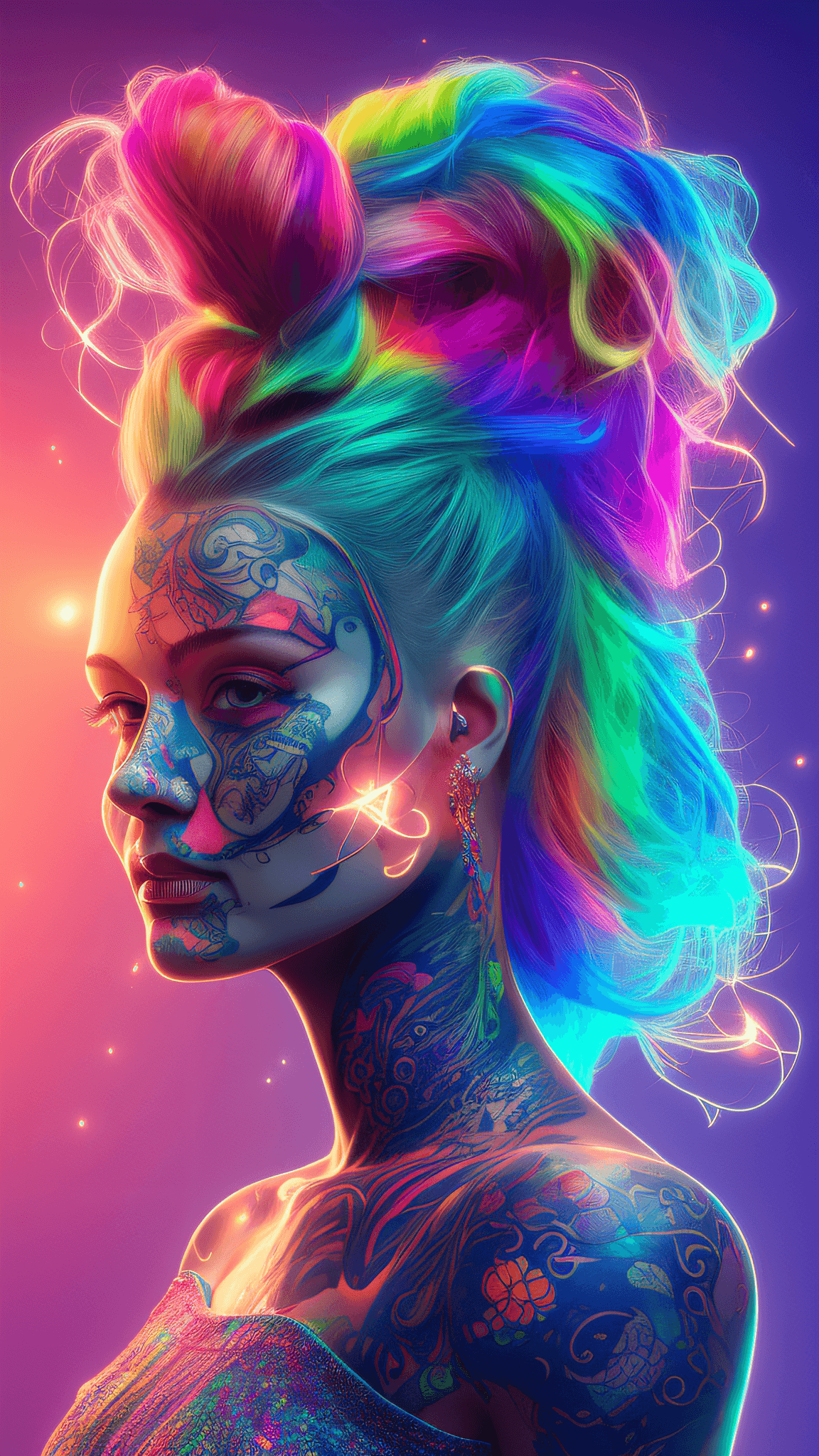 AI generated: (style of richard deacon), formal wear android,1girl,a beautiful girl in a colourful dress with colo...