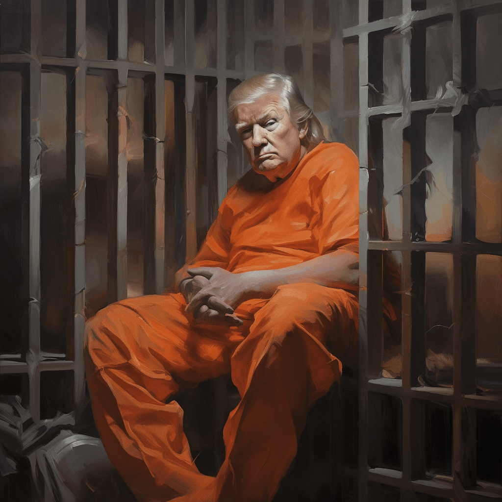 AI generated: trump, prison, hyper-realistic image, Cinematic photography, in a hyper-realistic image, Photorealis...