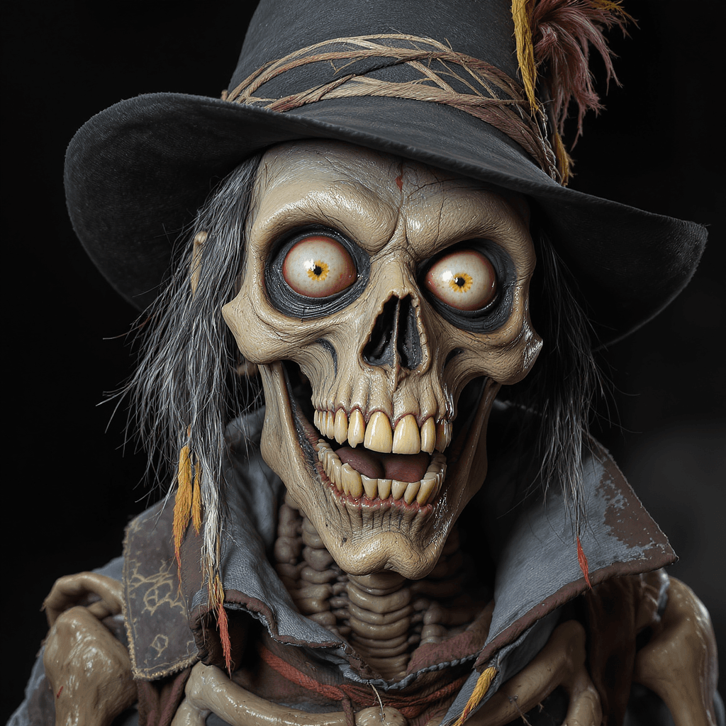 AI generated: day of the dead, in the style of Unreal Engine 5, caricature-like illustrations, exaggerated facial ...