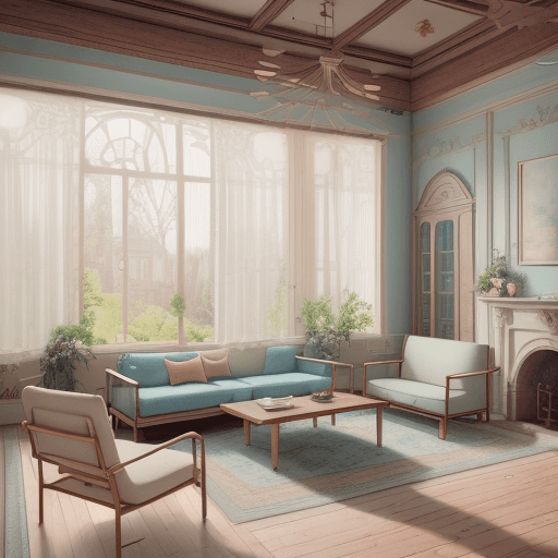 AI generated: High resolution photography interior design, dreamy sunken living room conversation pit, wooden floo...