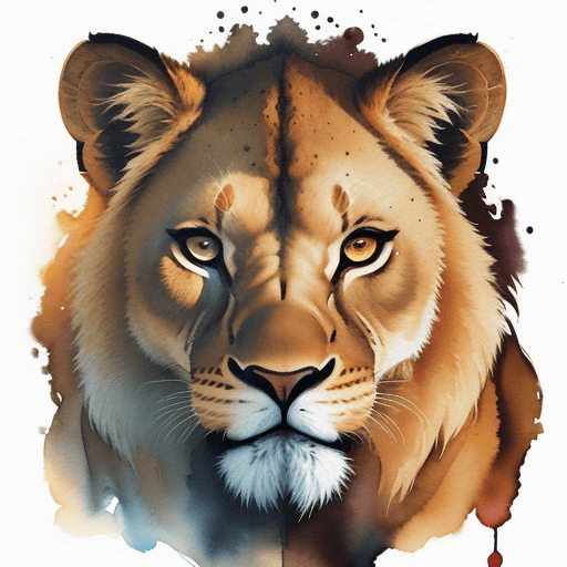 AI generated: a watercolor painting of a lioness face, an airbrush painting by Petros Afshar, behance, lyco art, b...