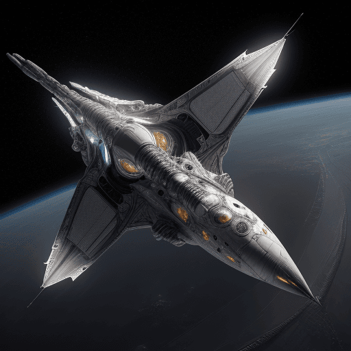 AI generated: a spaceship flying to the moon ; 8k, intricate detail, photorealistic, realistic light