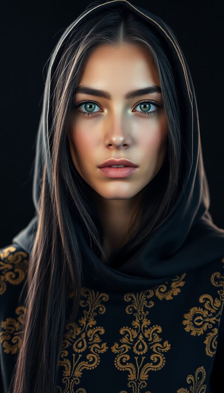 AI generated: "Epic, modern, future-themed, high resolution full-body portrait photograph depicting a slender supe...