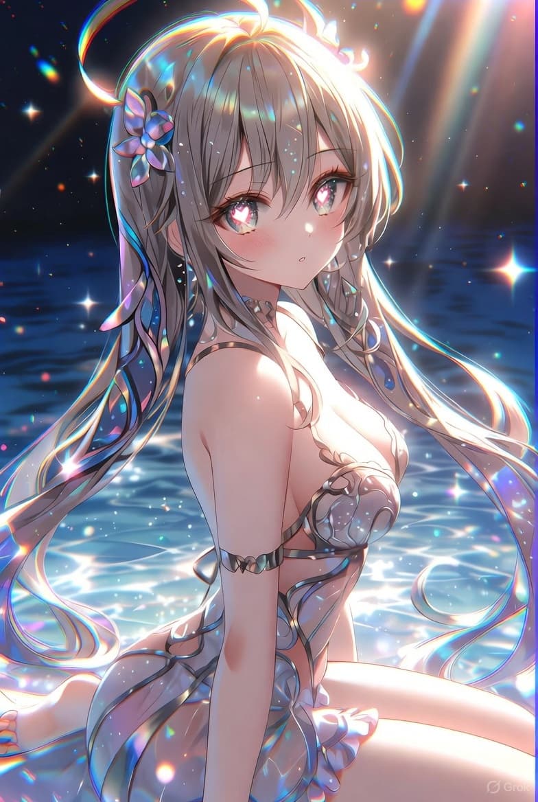AI generated: anime art of Mitsuri Kanroji, covered nipples, chromatic aberration, glow, perfect face, curvy body,...