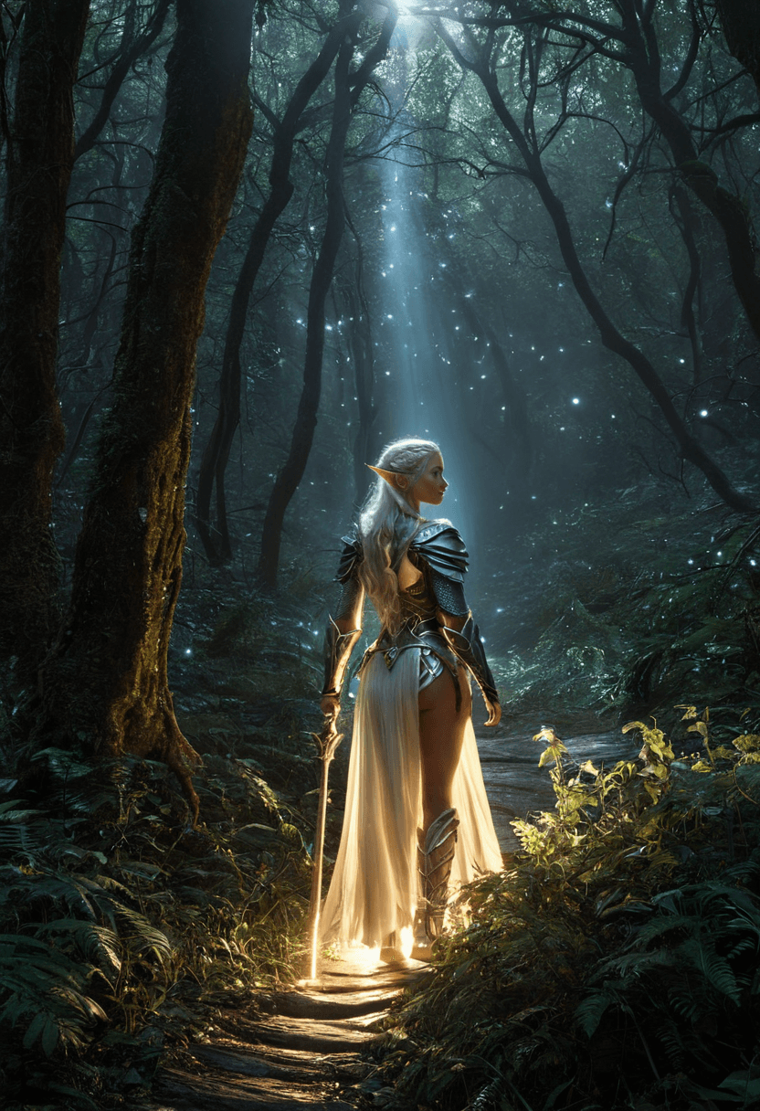 AI generated: professional 3d model A magical forest illuminated by bioluminescent flora and ethereal mist,its glo...