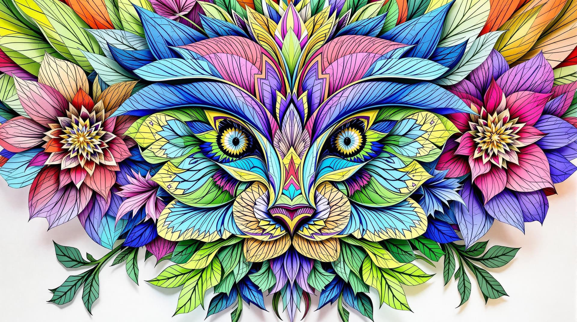 AI generated:  amazing abstract flowers shaped with an animal face