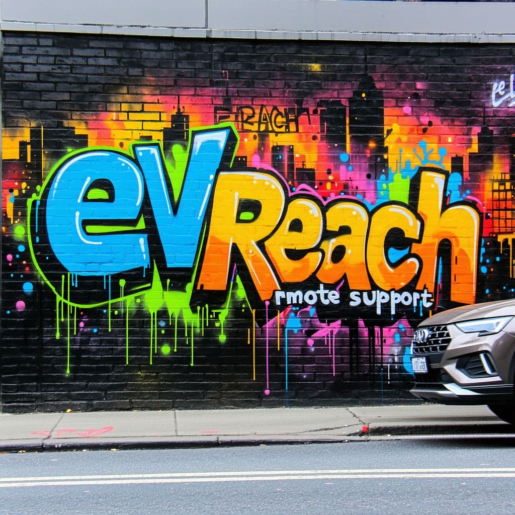 AI generated: Create a vibrant graffiti art on a brick wall in a busy urban environment. The graffiti features two...
