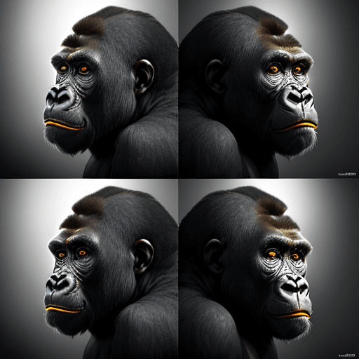 AI generated: Prompt:

4 images side by side, arranged
vertically and wide angle, depicting a
Gorilla in 4 stages ...