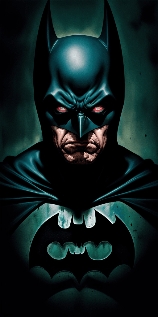 AI generated: Studio Photography, Batman, Scary Creepy (Grisly) Ominous, Painted with Vibrant Oils, (Illustration)