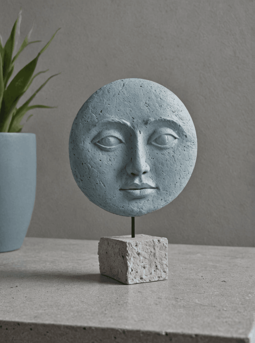 AI generated: portrait of the moon, an abstract sculpture, conceptual art, in dark blue, by Alison Watt and by Urs...