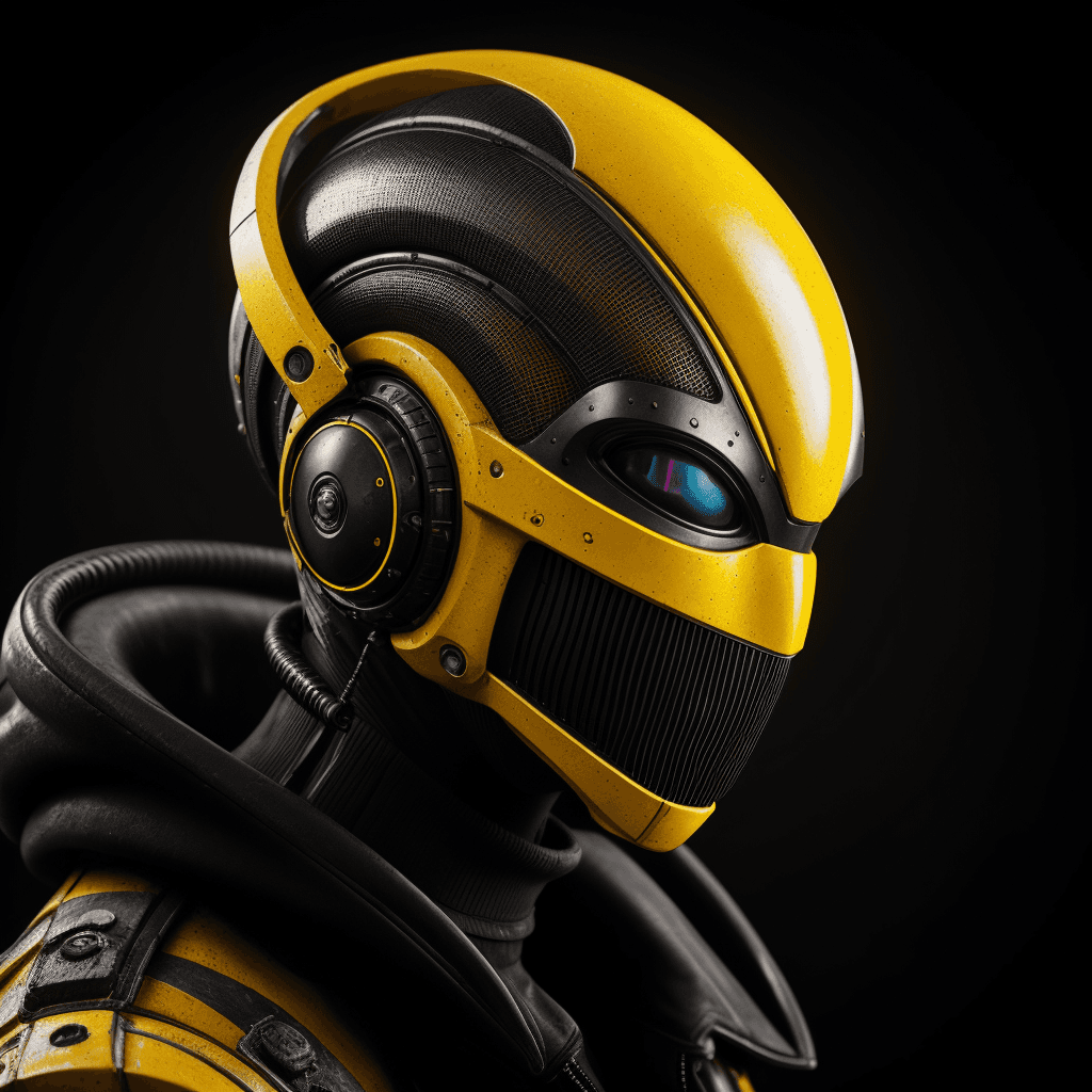 AI generated: Masterpiece, Best Quality, yellow and black alien 3d model, in the style of surreal cyberpunk iconog...