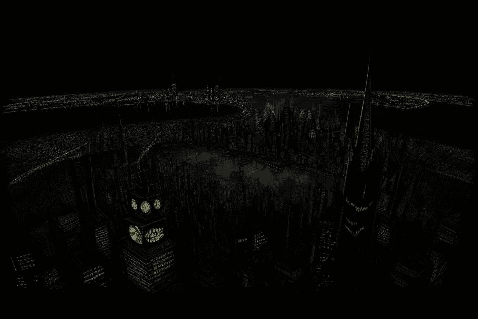 AI generated: gotham city at night as protrayed on Batman cartoon