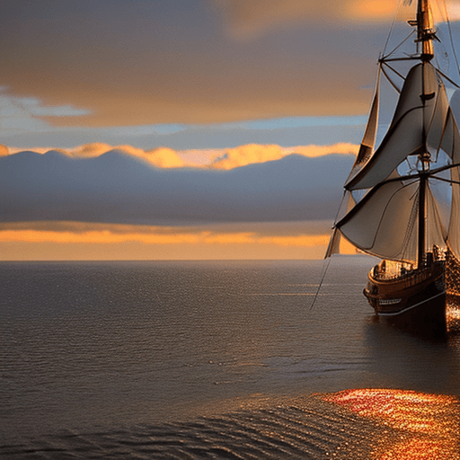 AI generated: Photo of a ultra realistic sailing ship, dramatic light, pale sunrise, cinematic lighting, battered,...