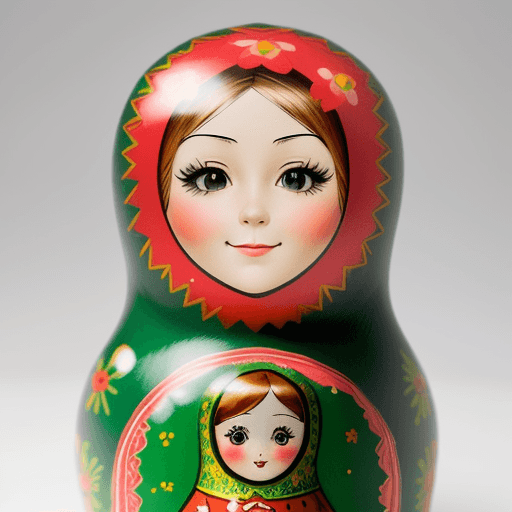 AI generated: Create an image of a traditional Russian matryoshka doll. The doll should have a wooden texture and ...