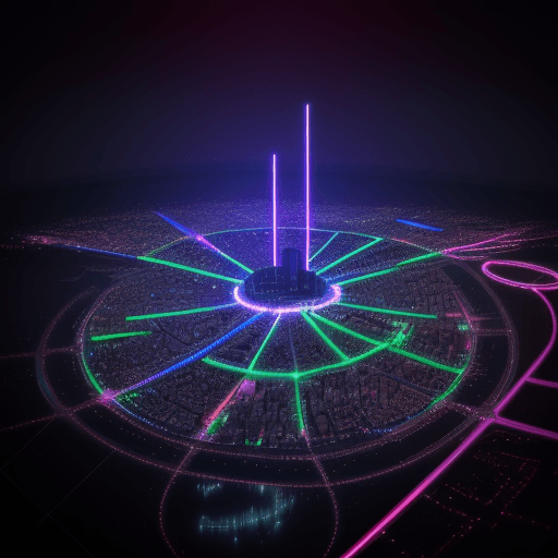 AI generated: glow light city around in R word