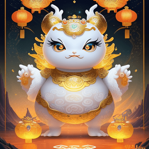 AI generated: highly detailed beautiful white ancient chinese myth cute anthropomorphic imperial design, shiny sca...