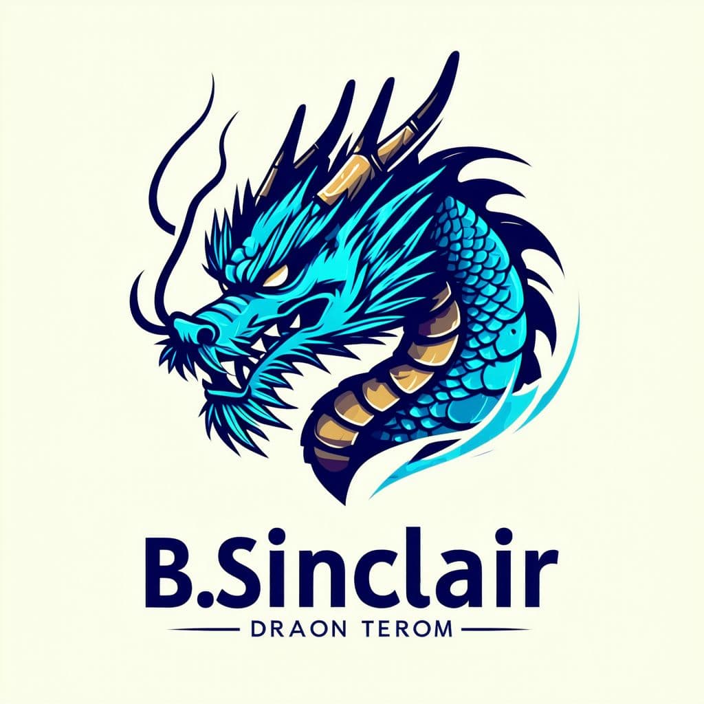 AI generated: a brandmark logo design of a dragon for a twitch streamer B.Sinclair