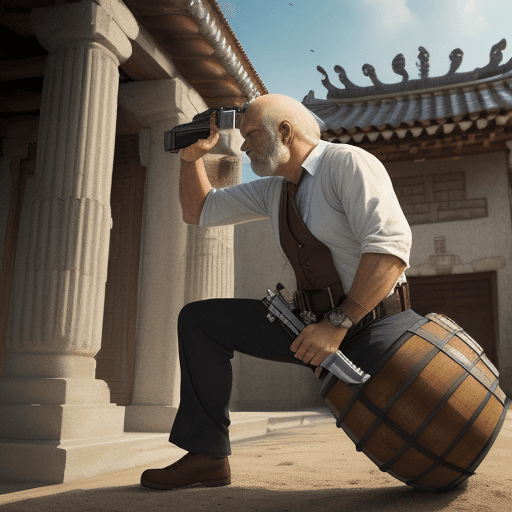 AI generated: a man puts the barrel of his pistol to his temple
