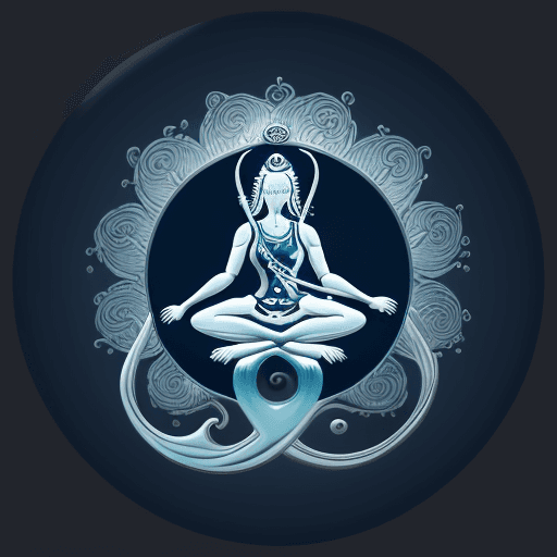 AI generated: Logo for a water company called Tepid Nirvana. Color scheme includes light and dark blues. Showing b...