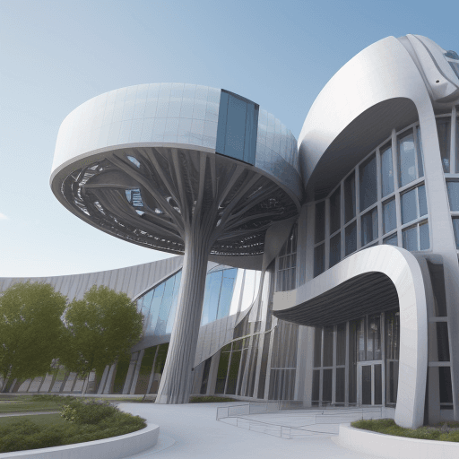AI generated: College of engineering, built by 3d printing technology, futuristic design, sustainable architecture...