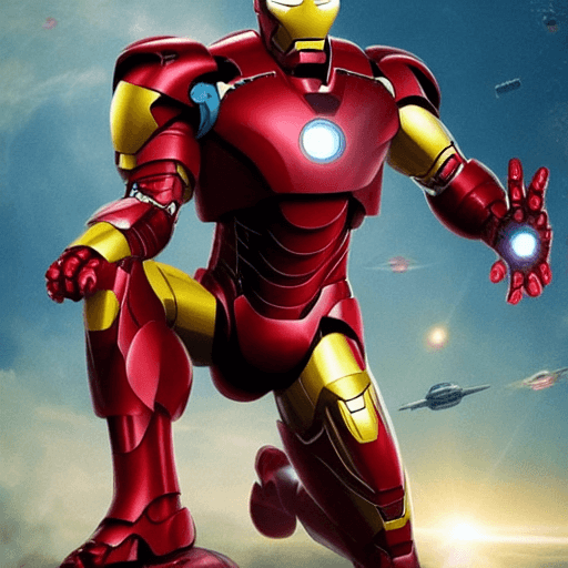 AI generated: iron man without mask, in space war, avenger movie, realistic, slight scar on face